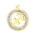 Golden Sagittarius zodiac pendant with crystal stones on a clean white background - Sagittarius(KLJ3538-Z)