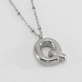 Silver stainless steel bubble letter Q pendant necklace with a polished metallic finish - Letter Q / Steel