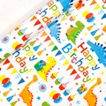 Papier cadeau avec motifs de dinosaures colorés et inscription Happy Birthday joyeux - Dinosaure d'Anniversaire Blanc