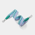 Woven replacement strap with purple and green plaid patterns and silver lobster claws - L70cm W3.8cm / Green Webbing with Silver Buckle