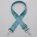 Adjustable teal blue bag strap with white geometric rhombus woven pattern and silver hooks - Style 646 Silver Hook