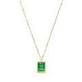 Collar minimalista de oro de 14K con colgante rectangular de circón verde esmeralda en blanco - Piedra Preciosa Verde Rectangular Minimalista (SN21062101GN)