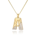 Detail shot of capital letter A pendant with gold plating and sparkling zircon micro-pave - Letter A