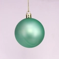 Matte green Christmas ball ornament with golden hanging cord on a soft pink background - 2cm / Peacock Green Matte (No Cap/String)