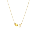 Elegant gold tulip pendant necklace with yellow teardrop zircon and white stone accents - Yellow Tulip