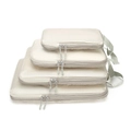 Lot de 4 sacs de rangement de voyage beige avec système de compression et filet - Set de 4 pièces / Blanc Cassé