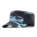 Berretto militare a testa piatta con motivo mimetico blu e toppa decorativa fashion - Mimetico Blu (01)