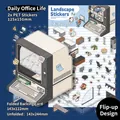 3D PET office theme scenery stickers with foldable 143x122mm display backing card - Simno 6.0 Office Life