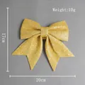 Fiocco di Natale dorato con paillettes 20x17cm per decorazioni dell'albero e confezioni regalo - Giallo