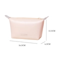 Pink PU leather dumpling makeup bag with LOVE logo and top zipper closure - Beige
