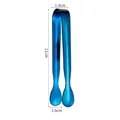 Blue mirror finish 304 stainless steel sugar tongs with rose pattern and 11cm length - Plain Style / Blue