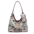 Sac fourre-tout blanc à imprimé graffiti avec motif ours et ensemble petit porte-monnaie - Blanc