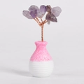 Amethyst crystal tree ornament in ceramic vase with twisted copper wire branches - Amethyst
