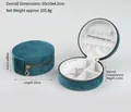 Mini round teal velvet jewelry travel organizer with multi-functional storage compartments - Velvet Round-Blue / Round 10*10*5CM