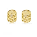 Orecchini rettangolari placcati oro con stelle e cristalli, altezza di 14 mm - Acciaio Inossidabile/Cristallo / Orecchini a Bottone a Stella con Cristallo