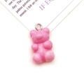 Ciondolo orsetto in resina rosa traslucida con anello in argento per creazione gioielli DIY - Ciondolo Orsetto Rosa Rosso