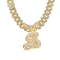 Gold plated hip hop cuban chain necklace with butterfly and iced out letter Z pendant - Gold Letter Z