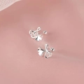 Elegant 925 silver plated ginkgo leaf stud earrings with secure screw back ball closure - Ginkgo Leaf Shape (A106)