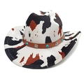 Cappello da cowboy con stampa mucca, cinturino in pelle, perline turchesi e borchie argento - M (56-58cm) / Stampa Mucca Bianco