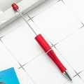 Creative DIY plastic beading ballpoint pen in matte red finish with silver metal rod - Red