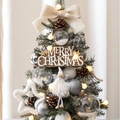 Mini albero di Natale in PE con LED caldi, fiocchi beige e angelo di peluche - Angelo di Luce Stellare 45cm