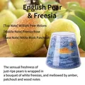 English Pear and Freesia scented sand wax candle in a clear glass cup for home fragrance - Night Sky Series - English Pear & Freesia