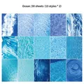 Blue ocean water ripple scrapbook paper set with fifteen unique aesthetic patterns - Ocean (30 Sheets/Set)