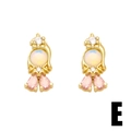 Fairy tale princess earrings with gold plating, opal stones and pink gems, style E - Pink Pear Cut Gem Style (E)