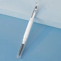 Dual-ended white makeup brush with angled bristles, spoolie brush, and transparent caps - Dual-ended Soft Lip Brush + Spiral Brush