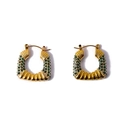 14K gold plated titanium geometric earrings with sparkling green zircon inlays - Gold/Green Zirconia