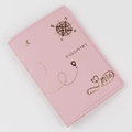 Pink PU leather passport holder for women with gold Mrs and compass foil stamping - Pink