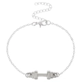 Pulsera de mancuerna en acero de titanio plateado con cierre de langosta para estilo sport - Colgante de Mancuerna Cadena de Eslabones Color Acero (N-522)