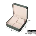 Dark green faux leather jewelry box with beige lining, dimensions 14x13.5x5.5cm - Dark Green