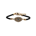 Verstellbares Evil-Eye-Armband mit blauem Stein und vergoldeter Kette für Damen - Schwarzes Seil