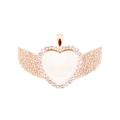 Sublimation angel wing heart pendant necklace in rose gold finish with rhinestones - X459-14 Rose Gold Heart Wing Pendant Blank