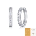 Eleganti orecchini a cerchio in argento 925 con pietre moissanite rettangolari e certificato GRA - 28 Pietre di Moissanite (con certificato GRA)