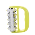 Handheld 5-row roller massager tool with light green handle for muscle relief - 1001-1 Yellow Steel Column Massager