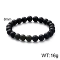 8mm matte black agate and tiger eye stretch bracelet weighing approximately 16g - Matte Black Agate and Green Spotted Stone Style 2 (KB109639-Z)
