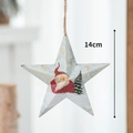Stella di Natale in metallo bianco invecchiato con Babbo Natale e pino - Ornamento Babbo Natale Stella Bianca