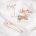 Elegant rose gold brooch set with white pearls and rhinestones on silk fabric - No. 24 Queen Brooch 5-Piece Set