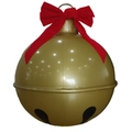 Inflatable gold Christmas ball with red ribbon and LED light for yard decoration - 45CM Bell with Bow