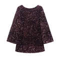 Elegant purple sequin bow dress with long sleeves for women, stylish casual evening wear - Deep purple