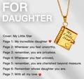Golden titanium steel envelope book pendant necklace engraved with My Little Star - 15 Gold Daughter Style Necklace