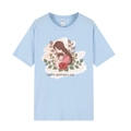 Light blue Mother's Day T-shirt with happy illustration and soft cotton texture - Light Blue 317