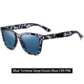Polarized sunglasses in C49-P86 blue tortoiseshell frame and deep ocean blue lenses - Blue Tortoise Frame / Ocean Deep Blue Lens