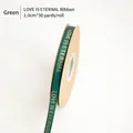 Dark green 1.0cm bronzing ribbon with gold Love Is Eternal text for flower bouquets - 1.0cm Wide x 30 Yards Long / Green