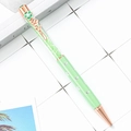 Mint green crystal ballpoint pen with rose gold accents and 3D floral clip detail - Sakura Pearl Flower Clip / Candy Green
