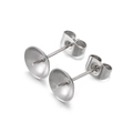 Ohrstecker aus silbernem Edelstahl mit Schalen und Schmetterlingsverschlüssen für Schmuck - Stahlfarbe 8mm (KLJ606-Z)
