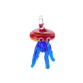 Handcrafted glass floating jellyfish pendant with red spiral top and blue tentacles - Style 7-Red Yellow Blue Glazed Jellyfish