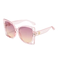 Lunettes de soleil carrées roses avec verres dégradés et détails en métal doré - Monture Rose Verres Rose Jaune